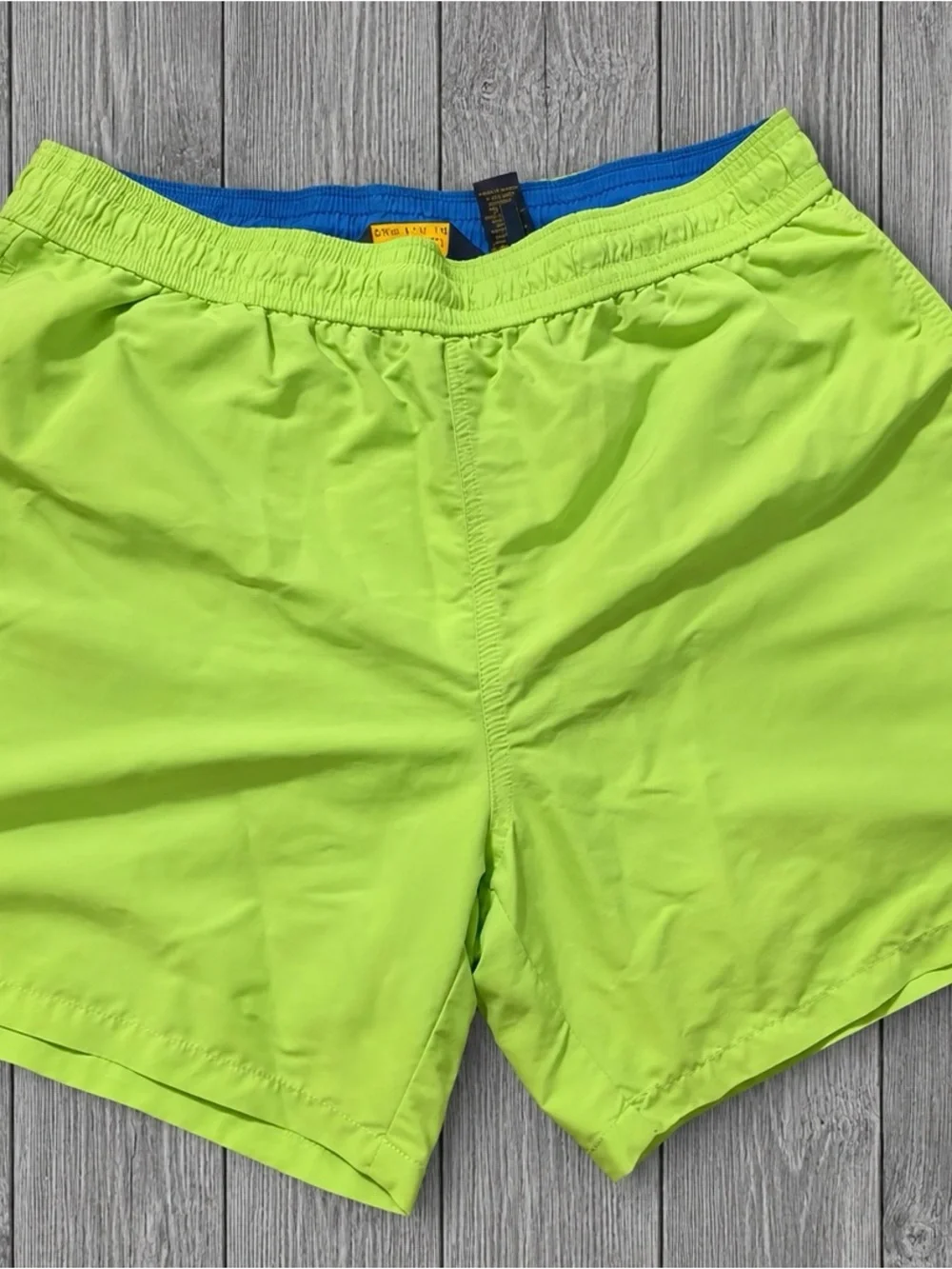 Polo by Ralph Lauren Neon Lime Swim Trunks with Blue Liner